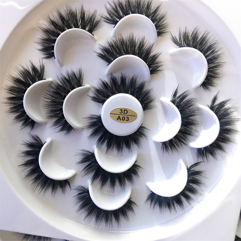 8pairs eyelashes fake lashes long eyelash 25mm mink lashes fluffy dramatic false eyelashes