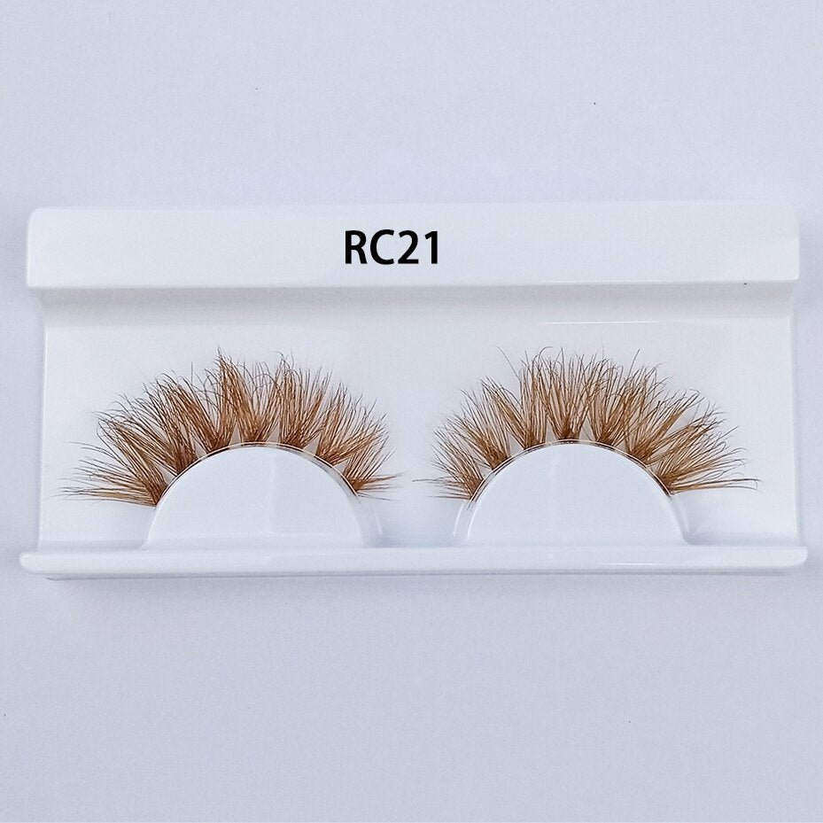 1pair Transparent stem Colored Mink Lashes 15mm-25mm False Eyelashes Soft Tousled 3D Spectacular Long Natural Mink