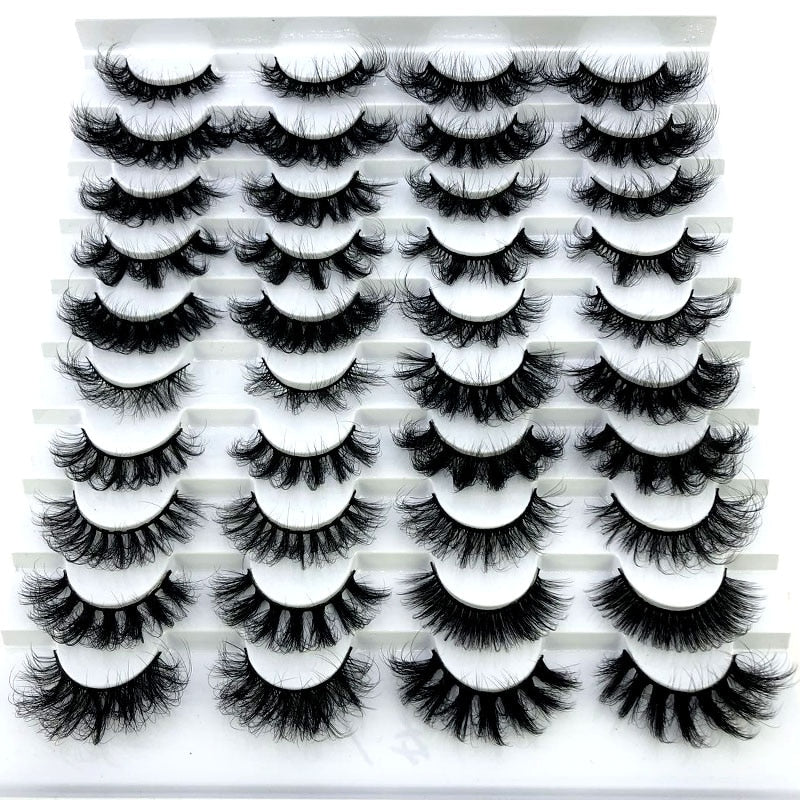 20 Pairs Fluffy Lashes 25mm 3D Mink Lashes Long Thick Natural False Eyelashes Mink Eyelashes