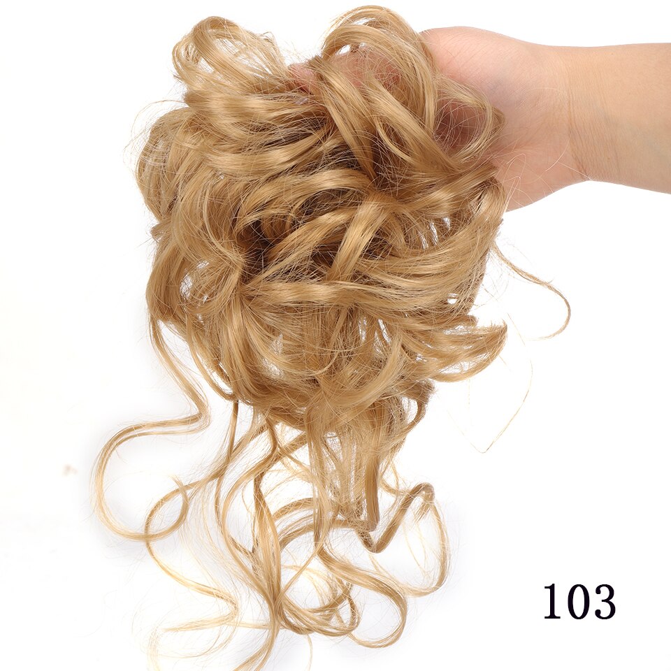 Synthetic Messy Chignon Donut Hair Bun Scrunchies Elastic Hair Rope Rubber Band Curly Hairpiece Black Brown False Hair