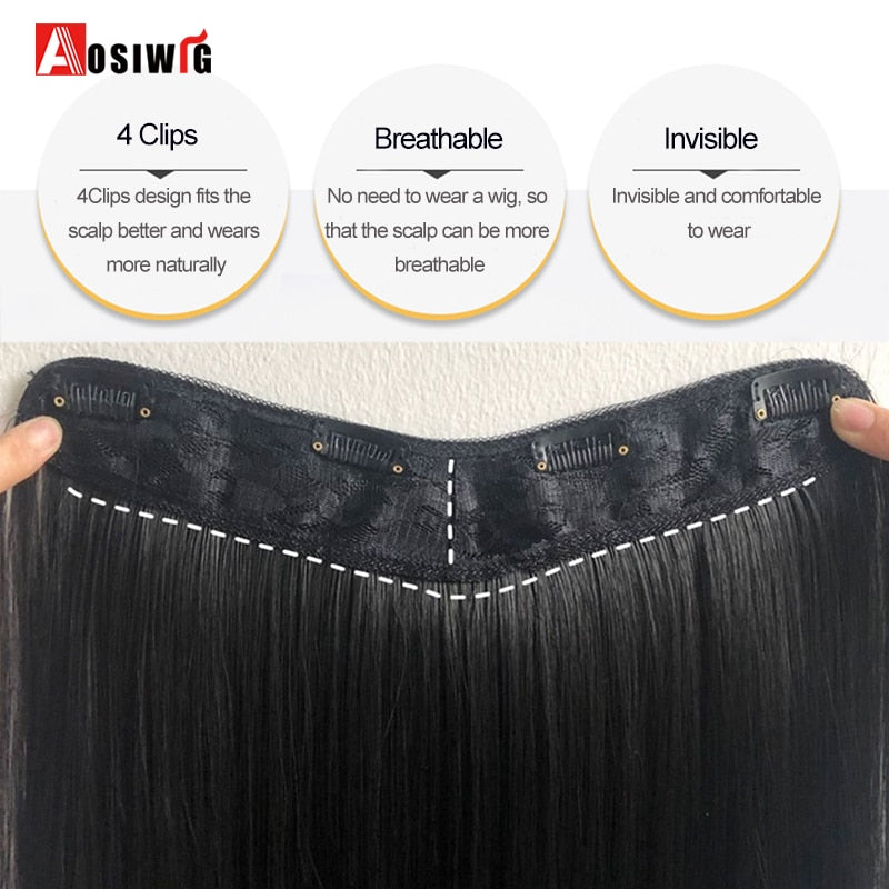 Synthetic Long Culry Clip in Hair Extensions Wig Natural Fake False Hair One Piece Hairpin Accessories Hairpiece Women
