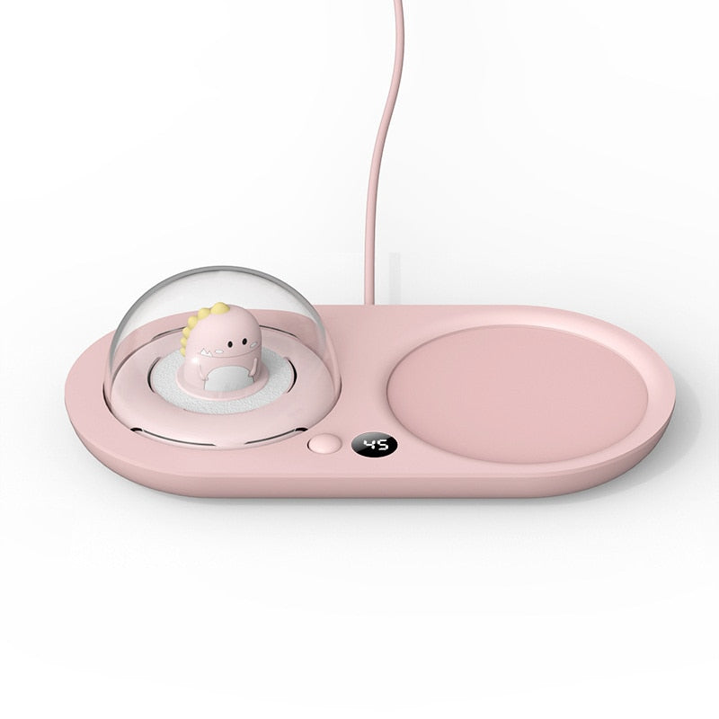 Warmer 3 Gear Coffee Mug Heating Coaster Smart Thermostatic Hot Plate Milk Tea Water Heating Pad with Aromatherapy Lamp