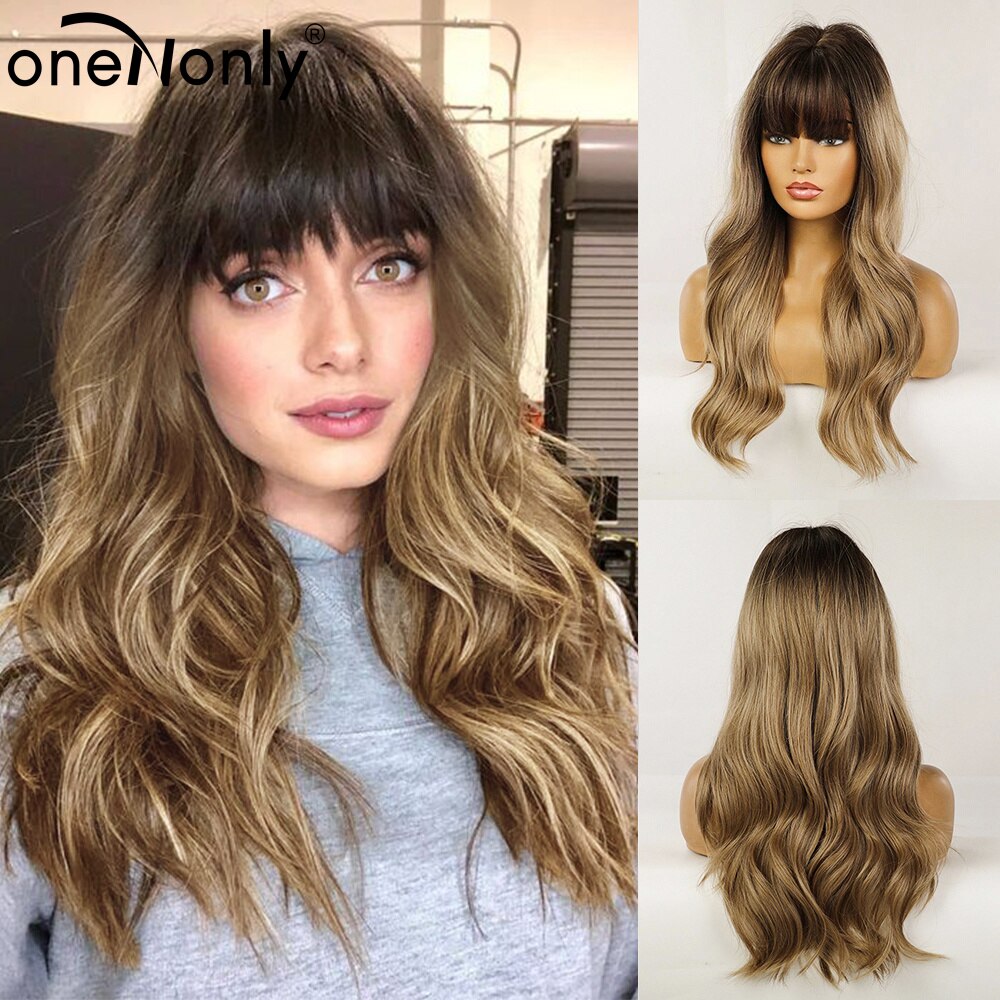 Orange Ginger Wig Female Long Wavy Women Wigs Natural Cosplay Lolita Daily Hair with Bangs Heat Resistant Fiber