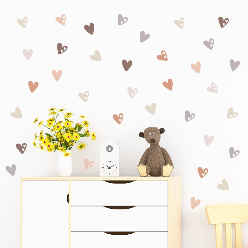 36pcs Heart Shape Boho Style Wall Stickers Bohemian Wall Decals for Living Room Bedroom Nursery Kids Room Home Decor