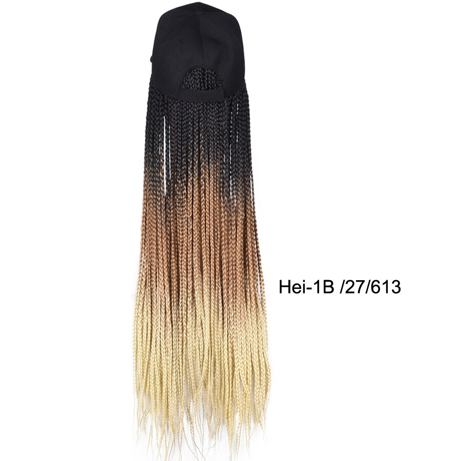 Box Braids Baseball Cap Wig 24inch Long Synthetic Braid Wigs Hat with Braiding Hair Extensions Adjustable Size