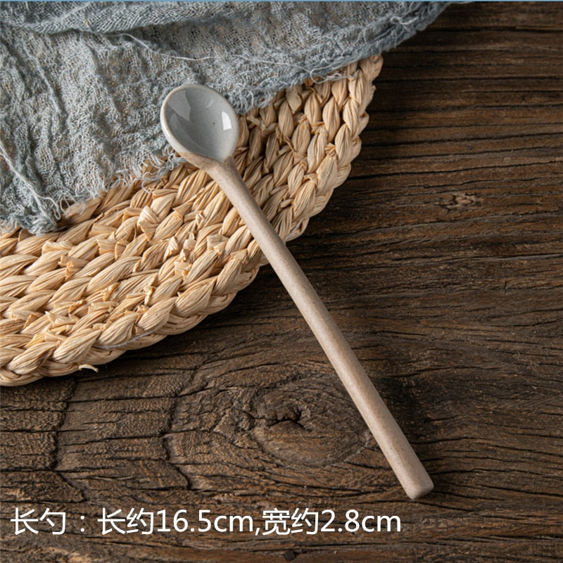 Ceramic Soup Spoon Japanese Tableware Eating Spoon Creative Long handle Spoons Kitchen Cooking Utensil Tool Teaspoon