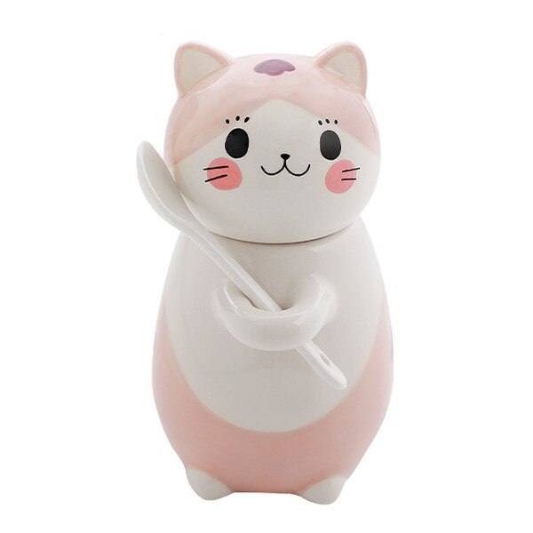 Cute Cat Ceramics Coffee Mug With Spoon Creative Hand Painted Drinkware Milk Tea Cups Gifts