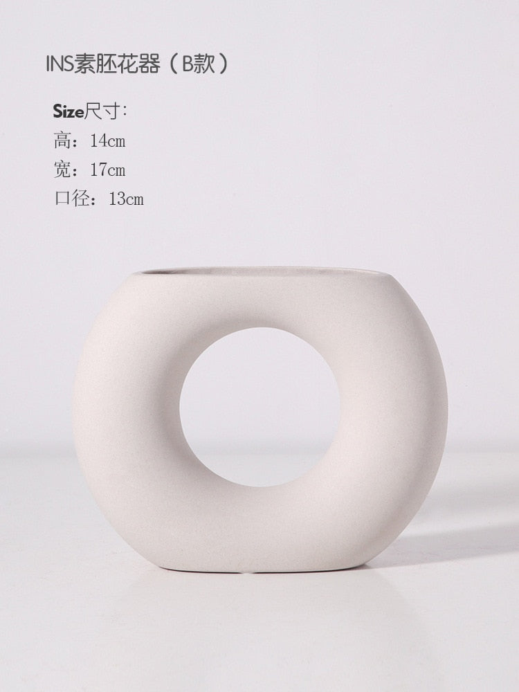 Nordic Ins Ceramic Vase Home Decoration Ornaments Crafts Vegetarian Ceramic Flower Pot Art Vases Home Decoration