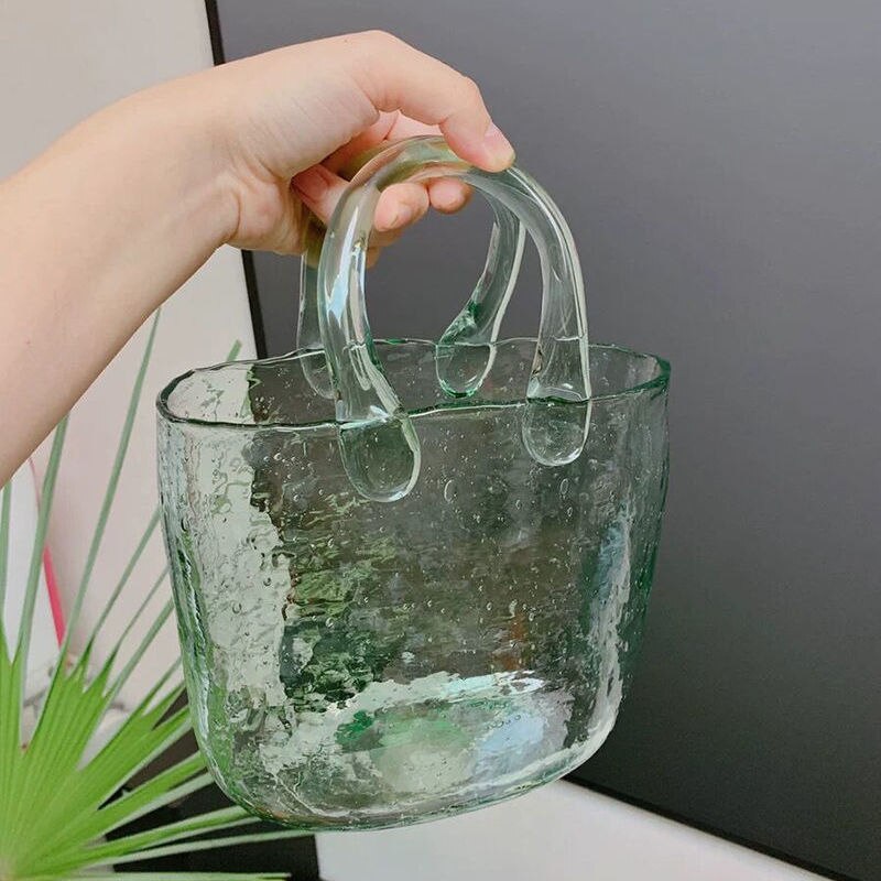 Flower Vase Hydroponic Pots Nordic Creative Basket Vase Big Glass Vase For Home Cristal Decoration