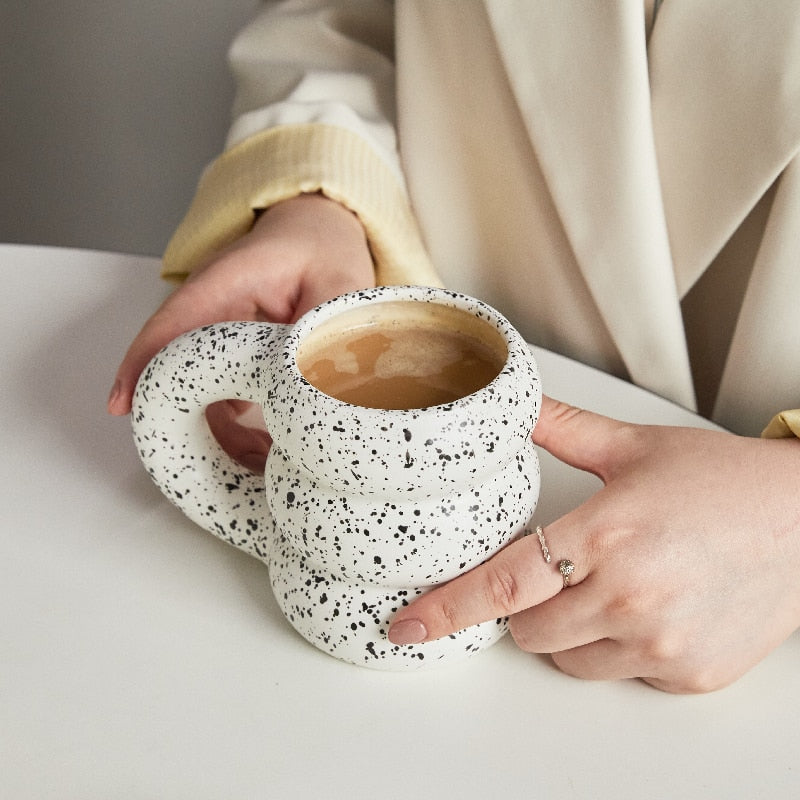 Water Cup Ceramic Mug Nordic Coffee Cups with Big Handrip Colored Ceramics Big Juice Mugs