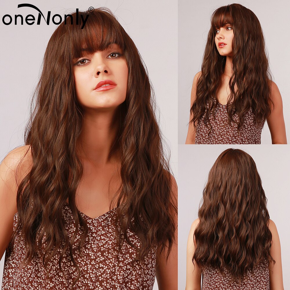 Orange Ginger Wig Female Long Wavy Women Wigs Natural Cosplay Lolita Daily Hair with Bangs Heat Resistant Fiber