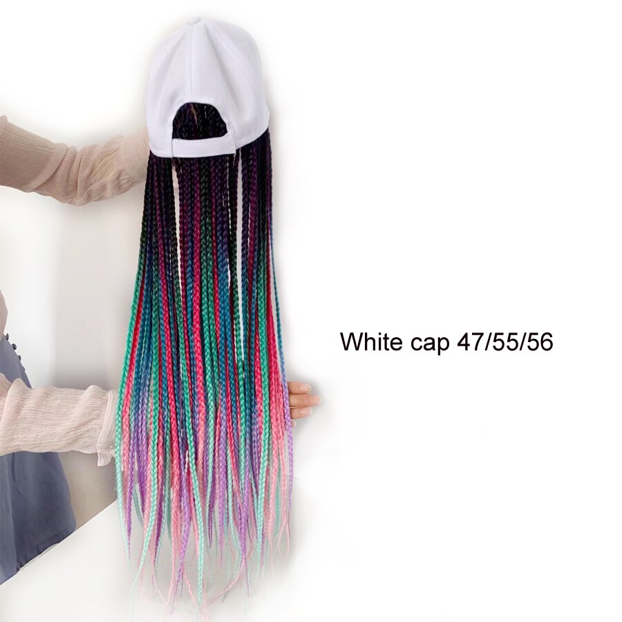 Box Braids Baseball Cap Wig 24inch Long Synthetic Braid Wigs Hat with Braiding Hair Extensions Adjustable Size