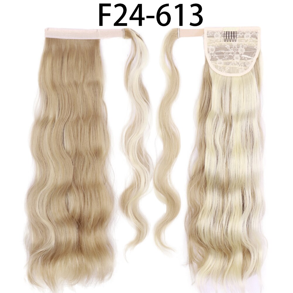 Synthetic Ponytail Extension Long Black Drawstring Wavy Ponytail Hair for Women Body Wavy Ponytail