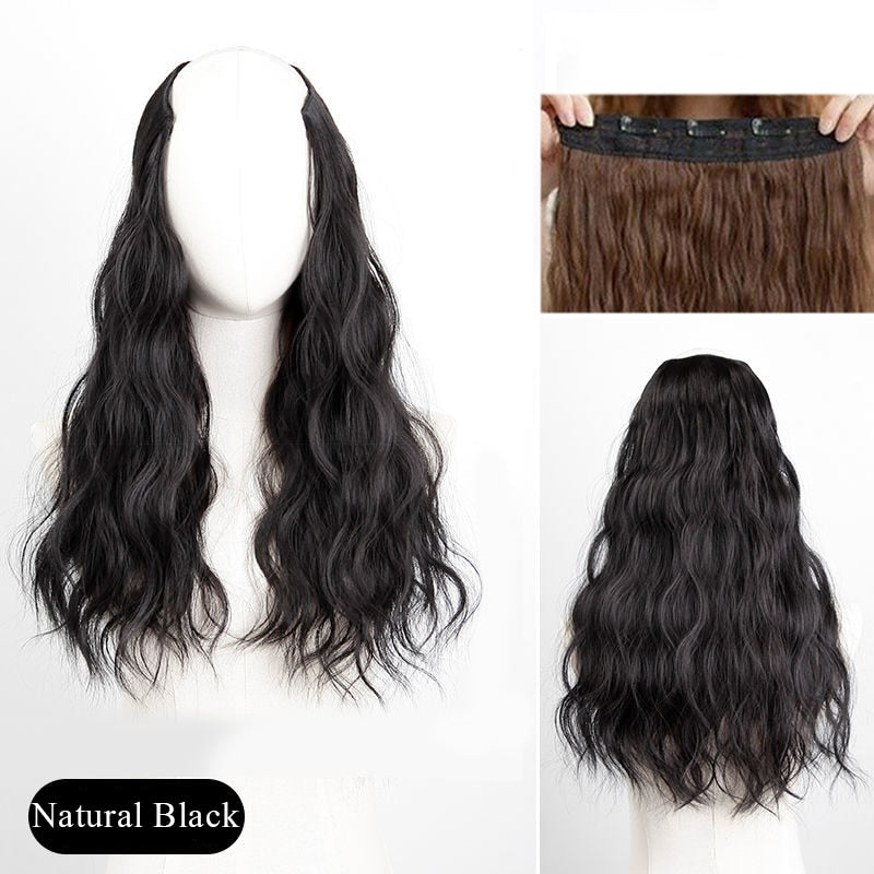 Synthetic Long Culry Clip in Hair Extensions Wig Natural Fake False Hair One Piece Hairpin Accessories Hairpiece Women