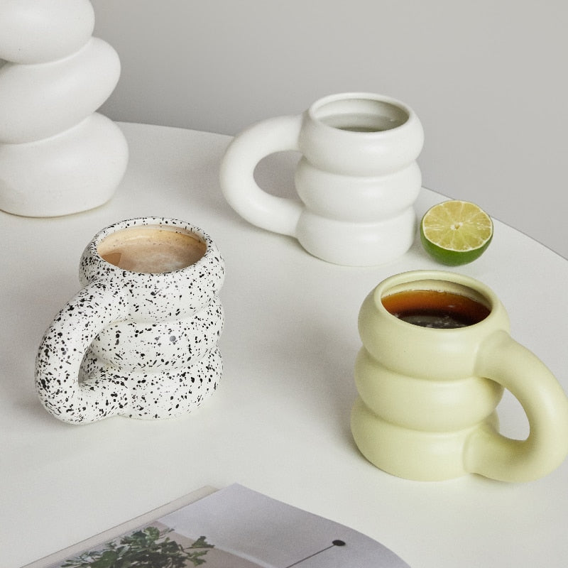 Water Cup Ceramic Mug Nordic Coffee Cups with Big Handrip Colored Ceramics Big Juice Mugs