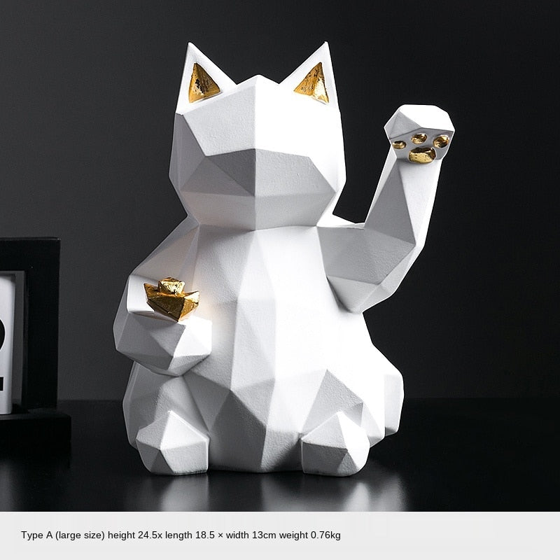 Resin Sculpture Lucky Cat Statue Decoration Fashion Modern Home Decor Statue Gift Desktop Furnishings Home Accessories Ornaments