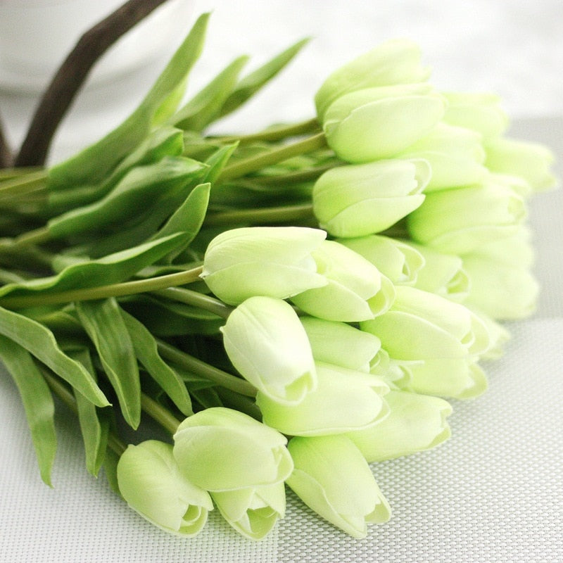 6/12/24/48pcs Artificial Flowers Senior PU Tulips Fake Flower Bouquet For Wedding Party Decor Supplies Home Garden
