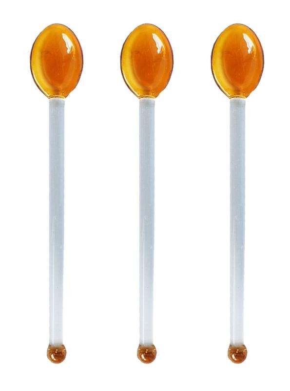 3Pcs Glass Spoons Coffee Spoon Long Handle Dessert Color Glass Teaspoons Clear Petite Teaspoons Coffee Mixing Tea Stirrer