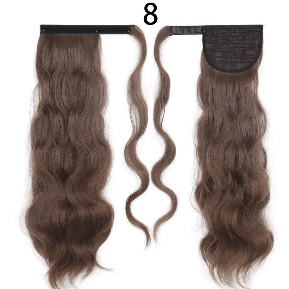 Synthetic Ponytail Extension Long Black Drawstring Wavy Ponytail Hair for Women Body Wavy Ponytail