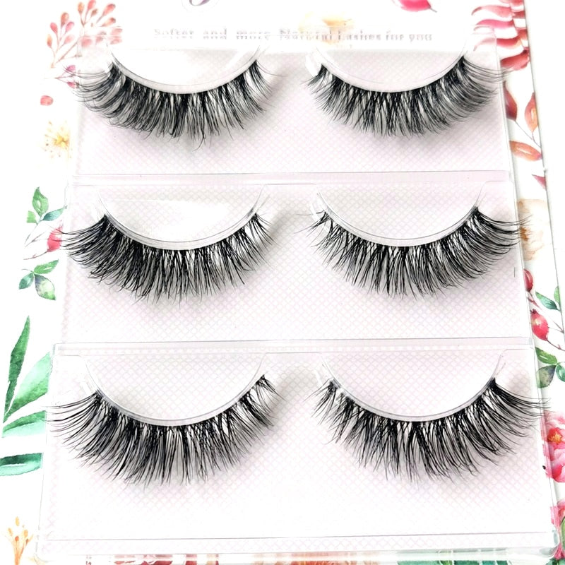 False Eyelashes 3 Pairs Pure Handmade Natural Transparent Terrier Fake Eyelashes Short Paragraph Bare Makeup Eyelashes