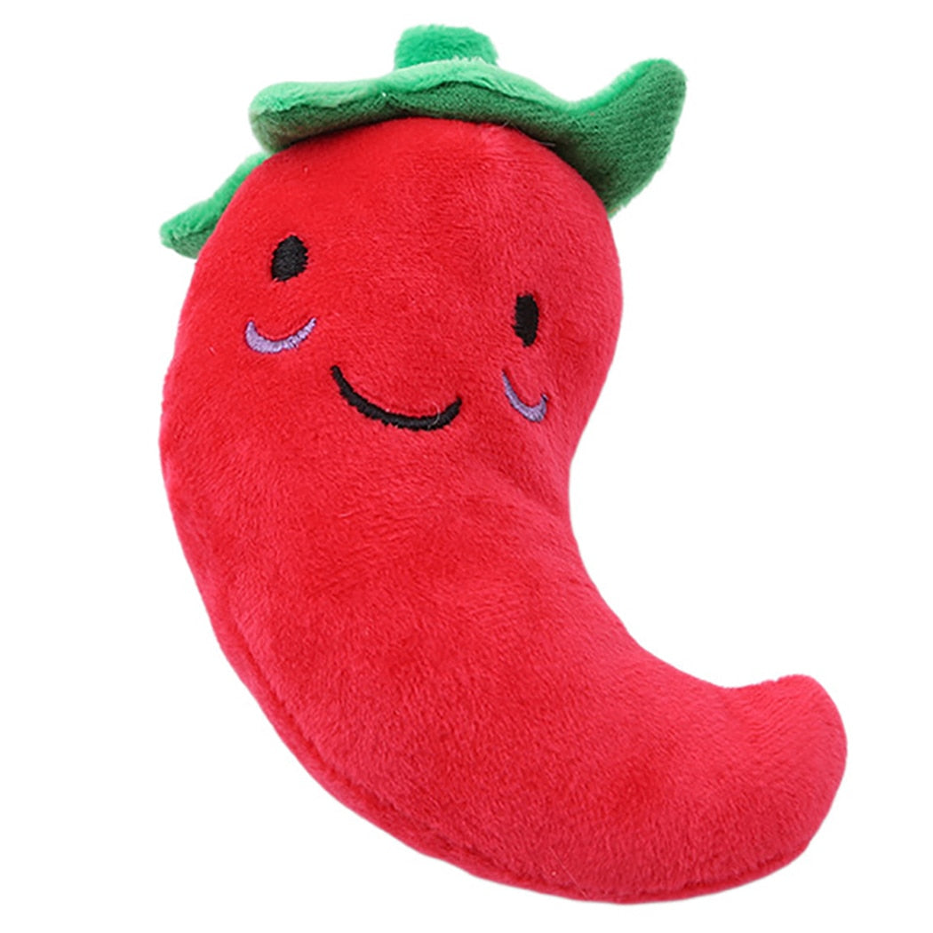 Pet Toys Funny Cartoon Cute Fruit Bite Resistant Plush Squeaky Toy Pet Chew Toy For Cats Pet Interactive Partner