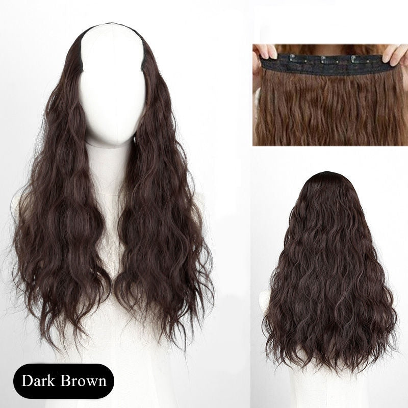 Synthetic Long Culry Clip in Hair Extensions Wig Natural Fake False Hair One Piece Hairpin Accessories Hairpiece Women