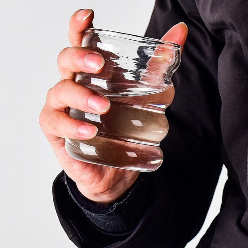 Water Bottle Wave Shape Glass Cup Heat-resistant Beer Drinkware Tea Mug Coffee Juice Milk Tea Home Drinkware