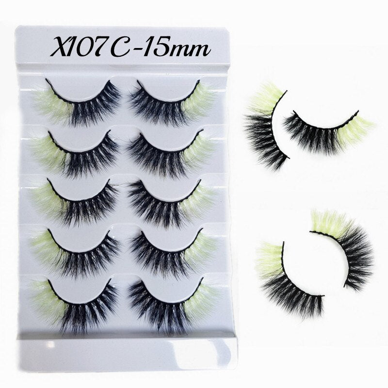 Rainbow Colored Lashes 3D Mink Lashes Ombre Dramatic Colorful Natural Eyelashes Extension Make up Fake Eyelashes