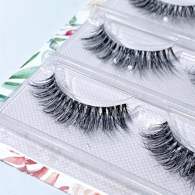 False Eyelashes 3 Pairs Pure Handmade Natural Transparent Terrier Fake Eyelashes Short Paragraph Bare Makeup Eyelashes