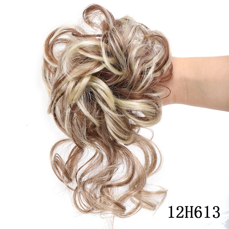 Synthetic Messy Chignon Donut Hair Bun Scrunchies Elastic Hair Rope Rubber Band Curly Hairpiece Black Brown False Hair