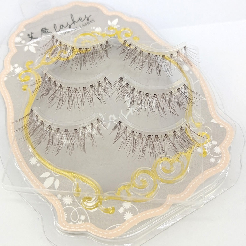 3pairs 3D mink fake lashes natural Brown False Colored eyelashes Thick Long Black lashes extension