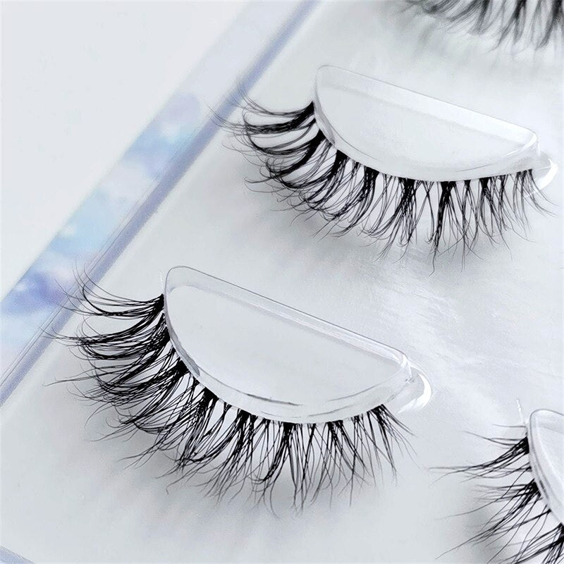 5 pairs short Mink Lashes 3D Mink Eyelashes Invisible Band Natural Black Mink False Eyelash Full Strip Reusable