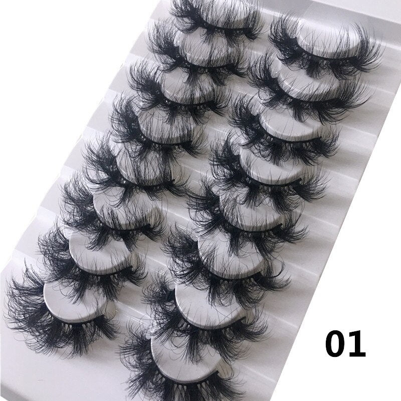8pairs eyelashes fake lashes long eyelash 25mm mink lashes fluffy dramatic false eyelashes
