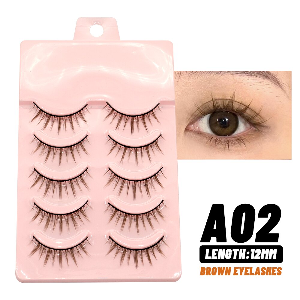 Natural Lashes 5pairs Eyelashes Cosplay 3D Faux Mink Eyelash Wispy Fluffy Soft Extension Hand Made Fake Lash