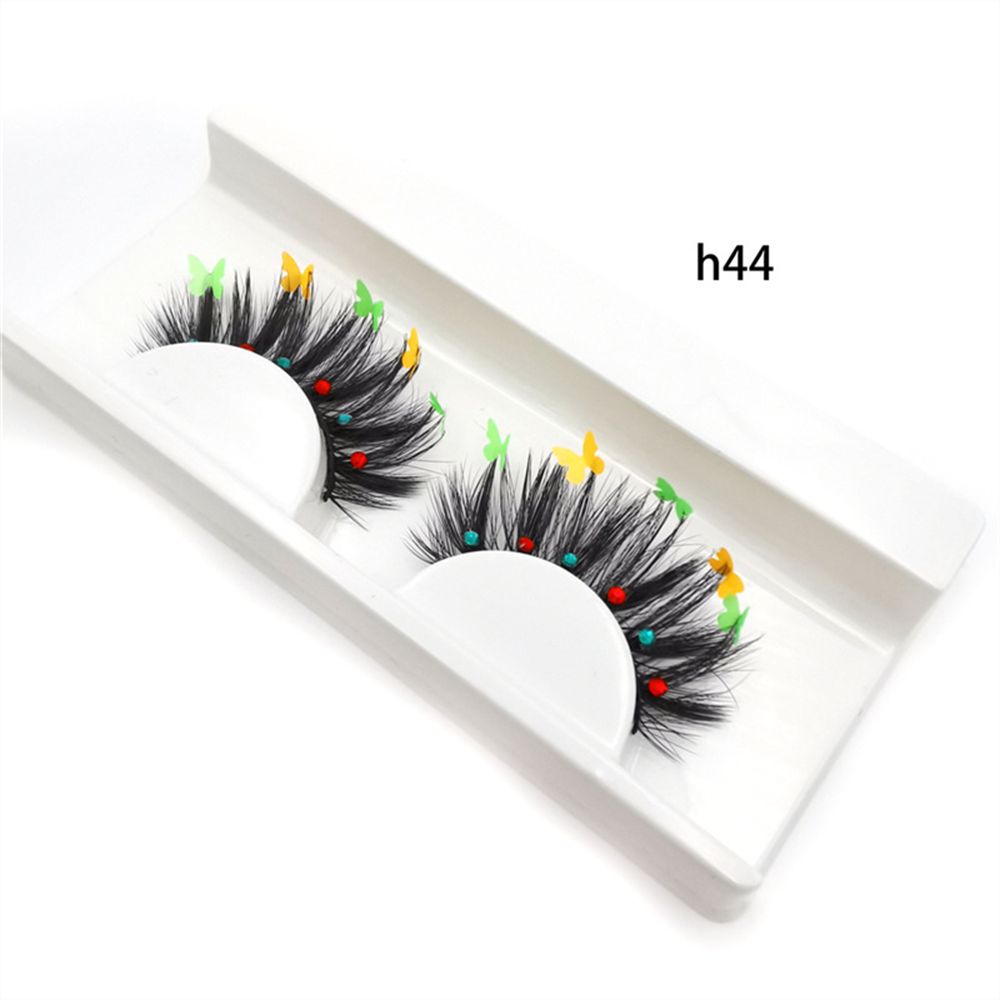 Faux Mink Butterfly Eyelashes With Packaging Boxes 3D Fluffy Glitter Sequins Thick Lash Colorful Shiny Star Flower Lashes
