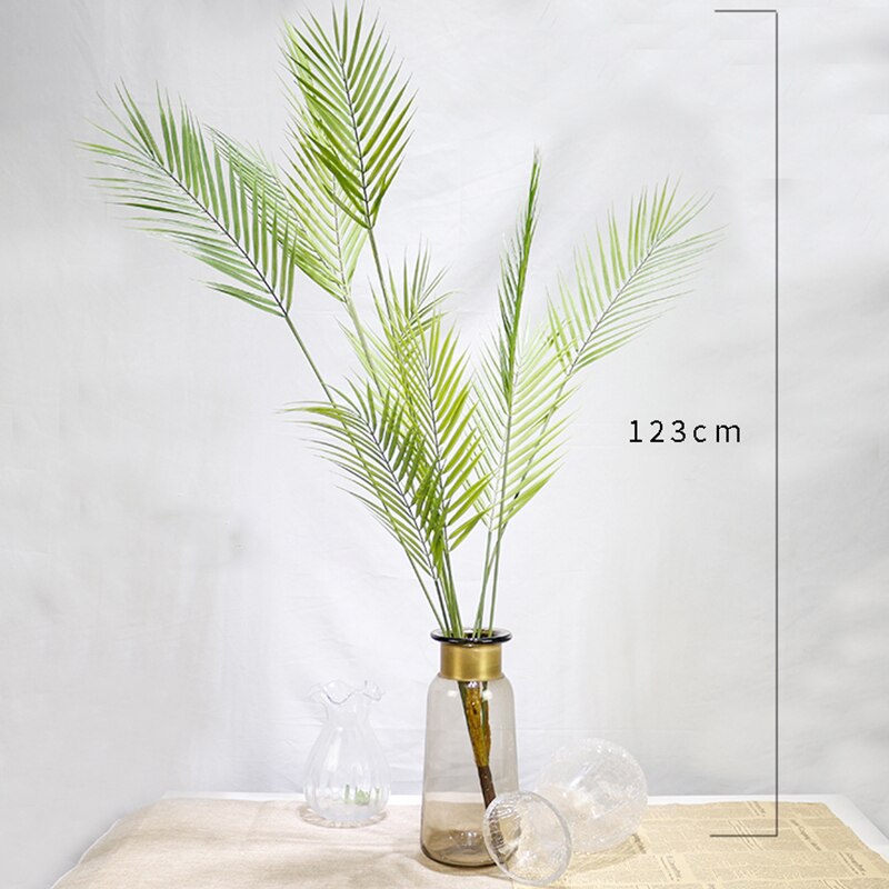 Green Artificial Palm Leaf Plastic Plants Tropical Tree Branch Fake Plants Jungle Home Garden Decor Wedding Decoration