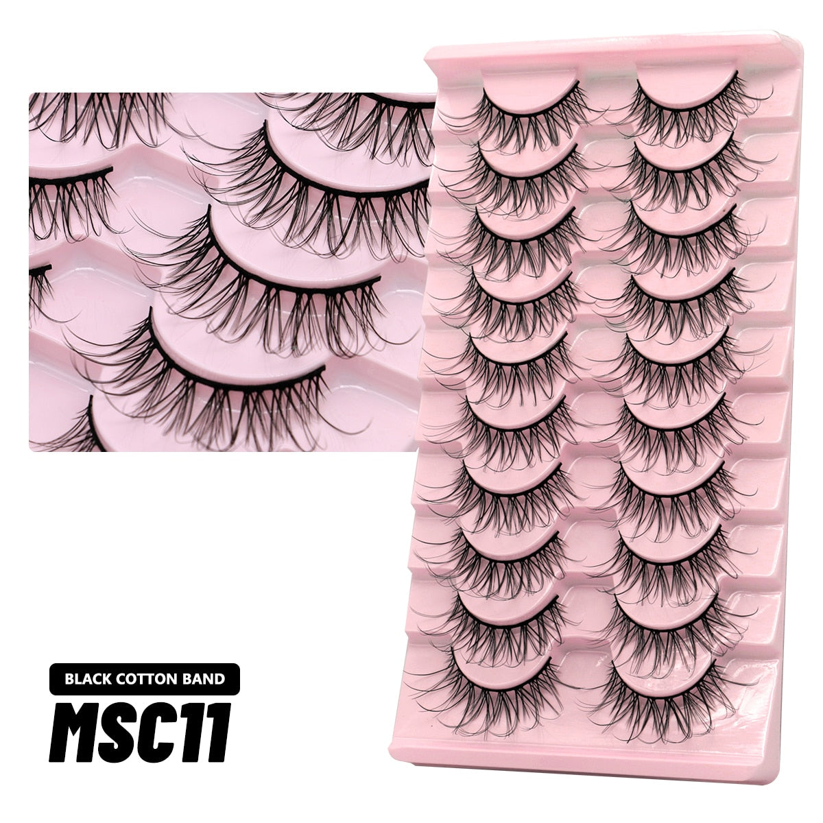 5/10 Pairs Natural False Eyelashes Manga Lashes Fluffy Soft Wispy Cosplay Lash Extension Faux Eyelashes