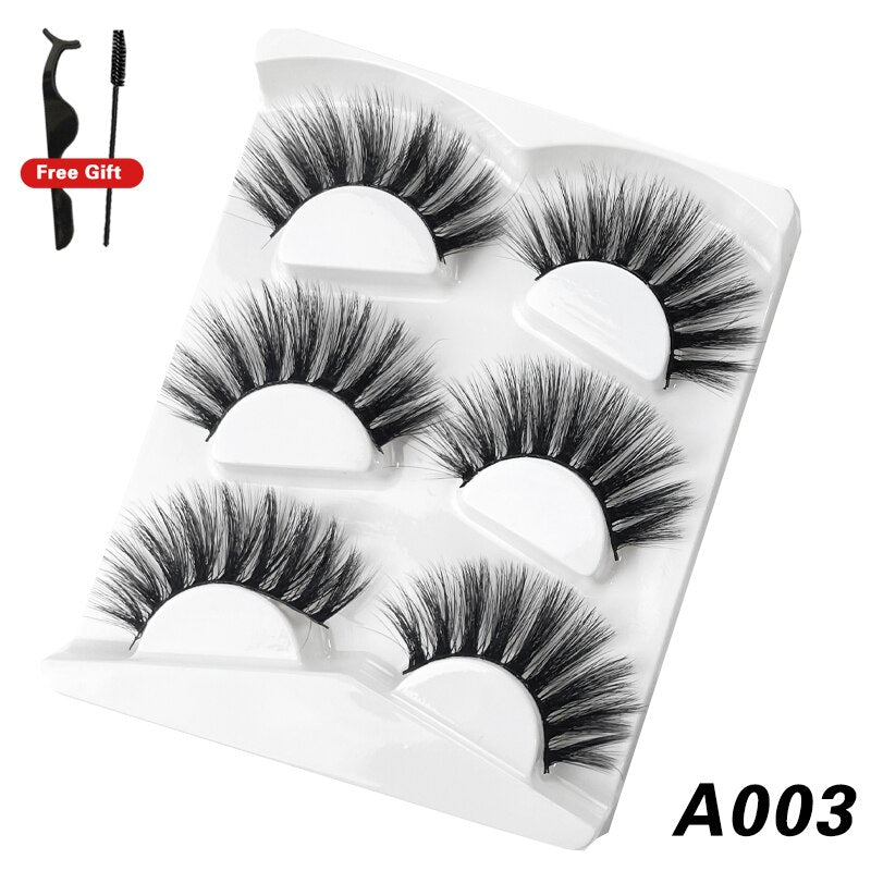 3Pairs 3D Mink False Lashes Faux Cils Natural Fluffy Dramatic Volume Eyelashes Crisscross Soft Eyelash Extension