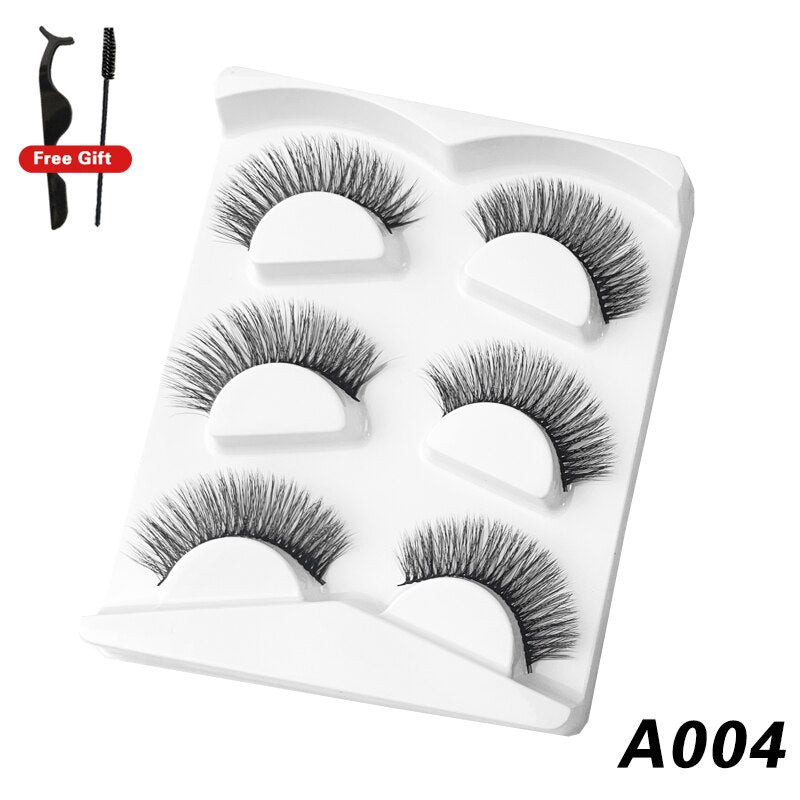 3Pairs 3D Mink False Lashes Faux Cils Natural Fluffy Dramatic Volume Eyelashes Crisscross Soft Eyelash Extension