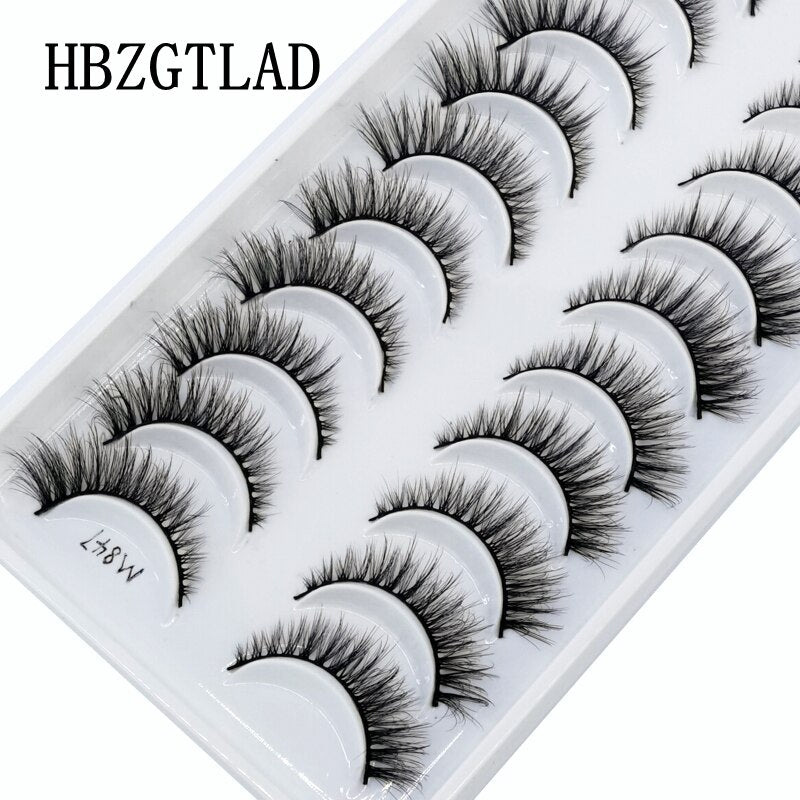 10 pairs Eyelashes 3D Natural False Lashes Fluffy Soft Cross Fake Lashes Wispy Natural