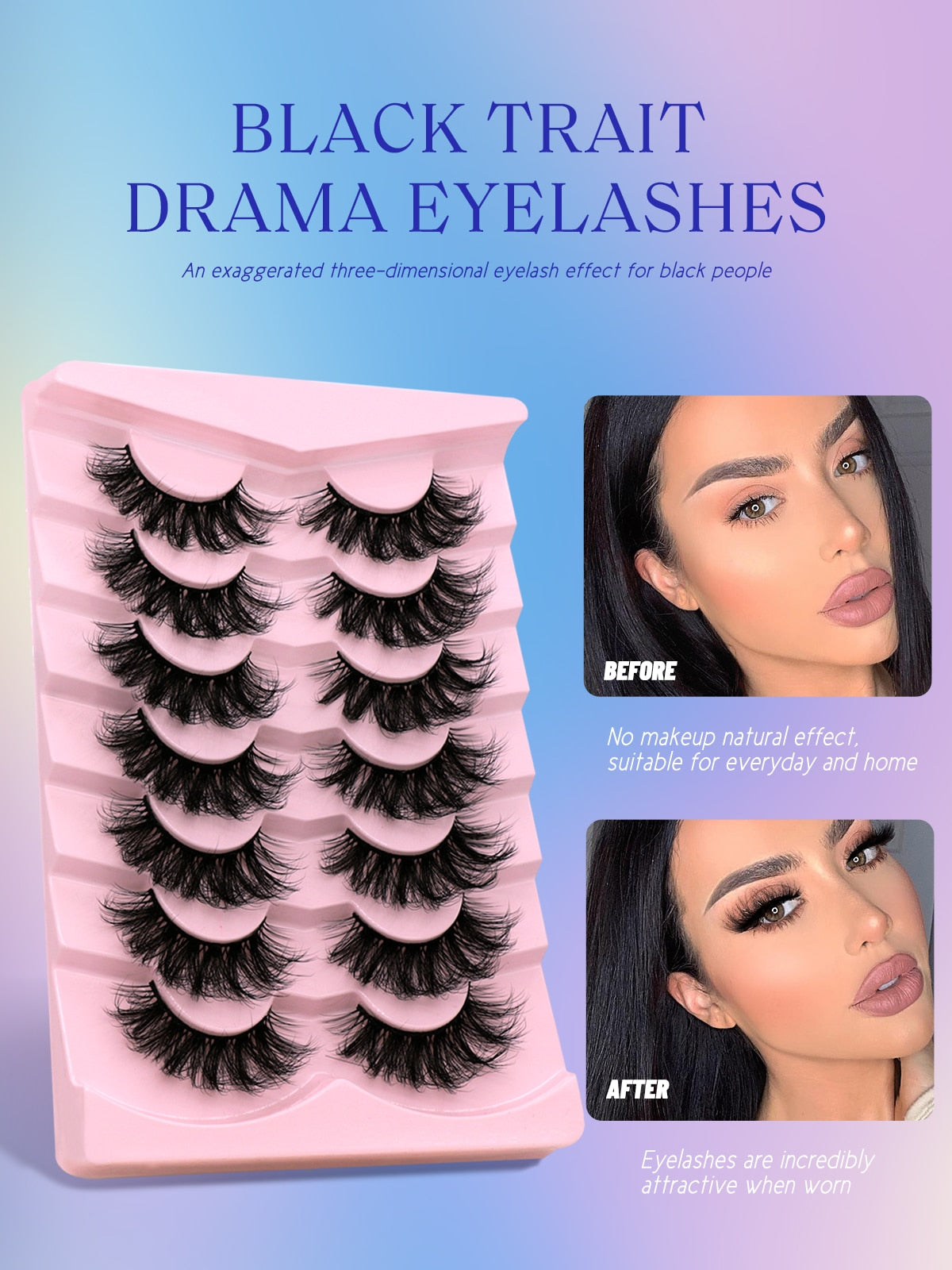 5/7 Pairs Fluffy Mink Lashes Faux Mink Eyelashes Long Lasting EyelashesDramatic Volume lashes Extension Thick Long