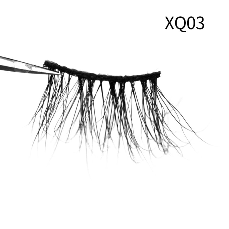 Soft Mink Eyelashes 3D Curl Winged End Eye Elongated Fake Lashes Thick Handmade Natural False Eyelash Messy Cross Lash