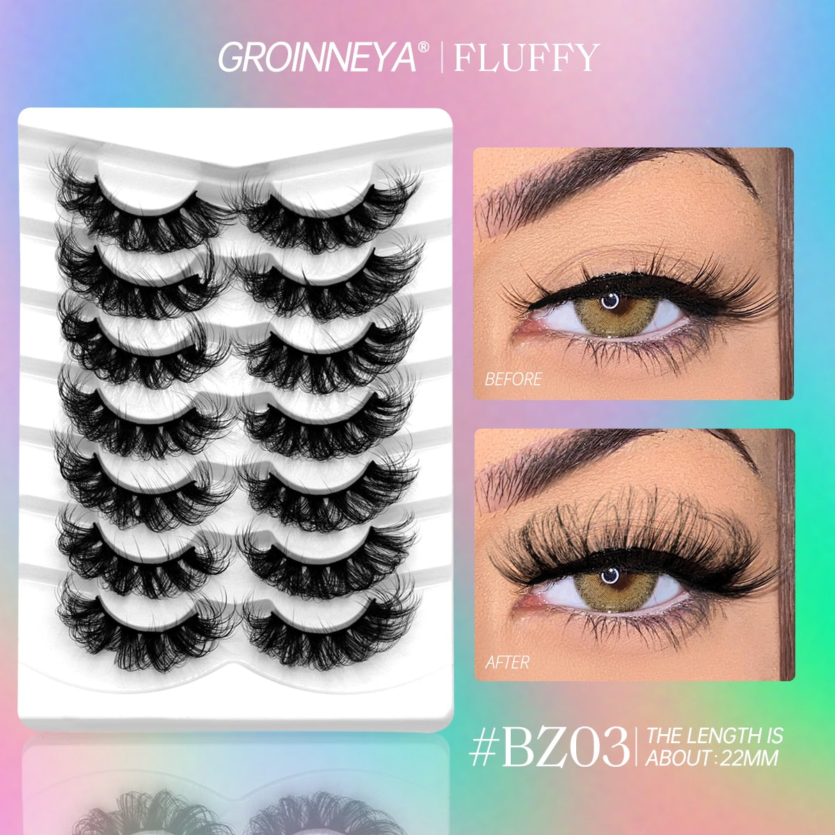 5/7 Pairs Fluffy Mink Lashes Faux Mink Eyelashes Long Lasting EyelashesDramatic Volume lashes Extension Thick Long
