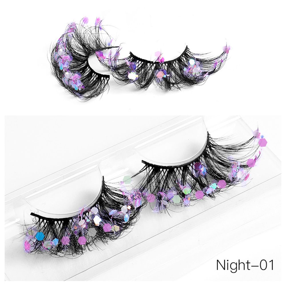 1Pair Colored Lashes Natural Long Butterfly Eyelashes Handmade Full Strip Faux Mink Lashes With Butterflies Luminous Eyelash