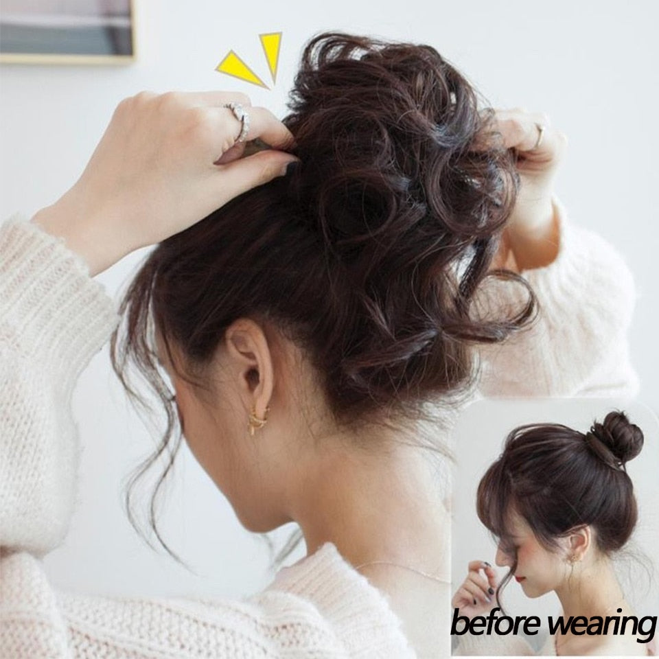 Synthetic Women Hair Buns Curly Chignon Ombre Claw Hair Messy Buns Updo claw Clip In Hairpiece For Women