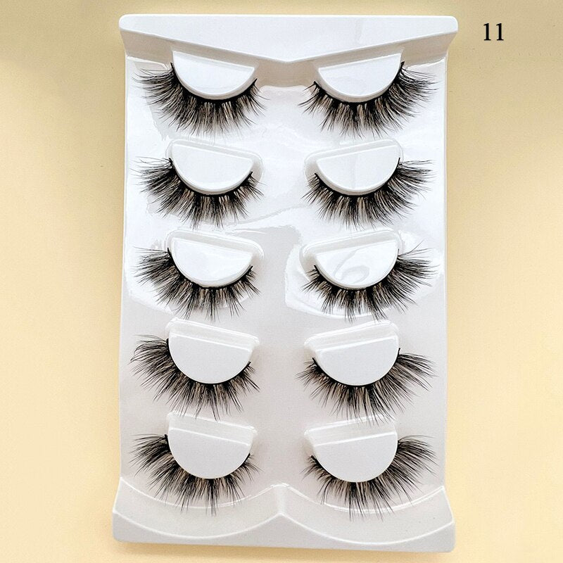 4/5Pair False Eyelashes Handmade Mink Cross Long 3D Winged Eyelash End Eye Elongated Lash Extension Natural
