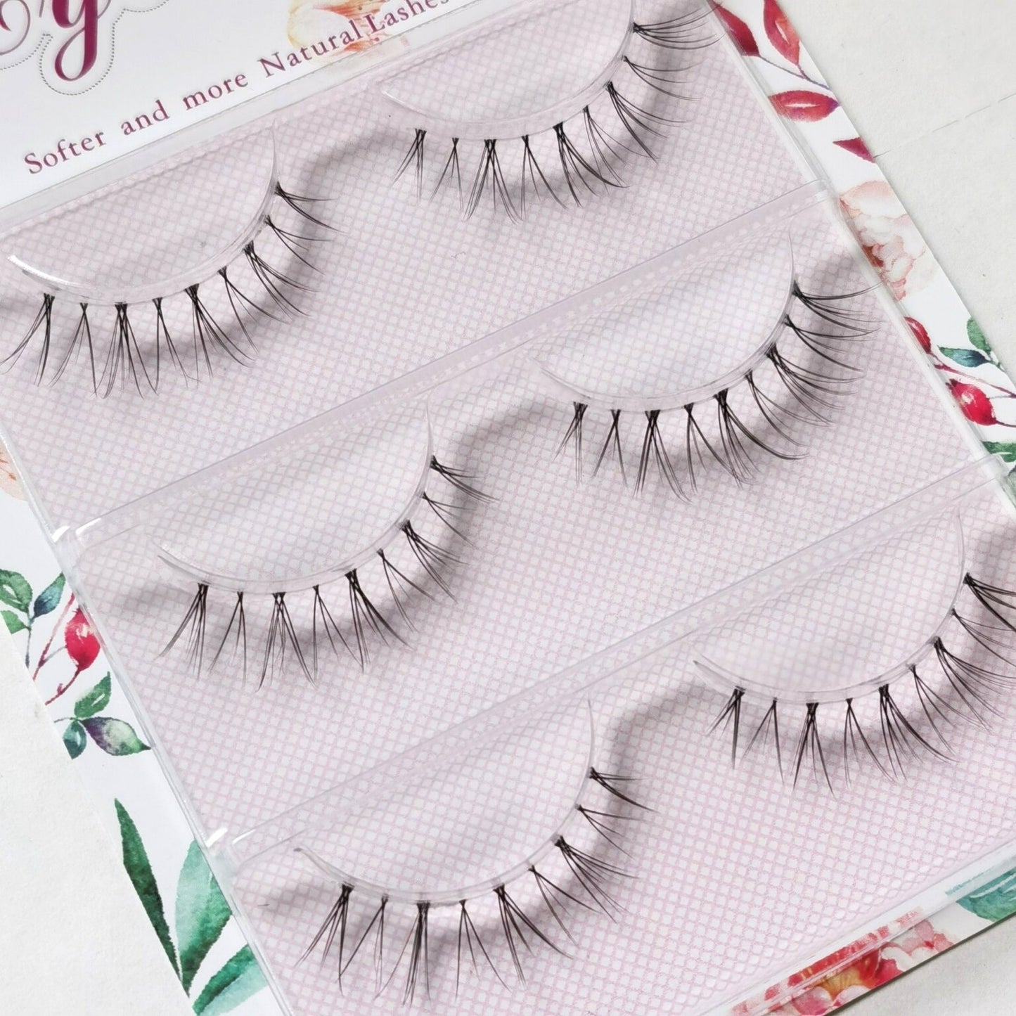 5 pairs short Mink Lashes 3D Mink Eyelashes Invisible Band Natural Black Mink False Eyelash Full Strip Reusable