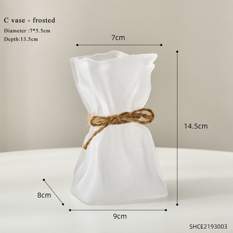 Transparent Glass Flower Vase Home Decoration Accessories Luxury Art Hydroponic Floral Bottle Room Decor