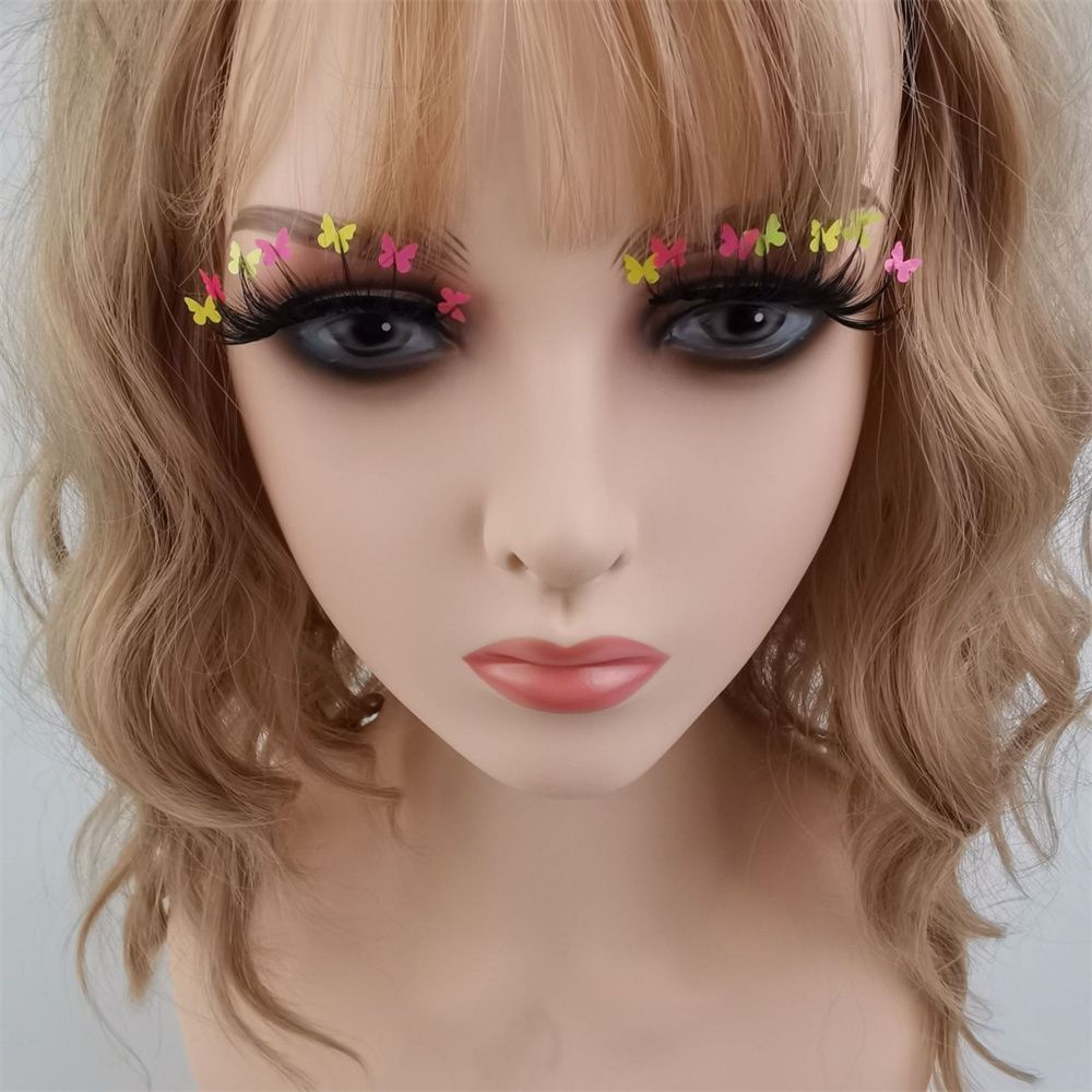 Faux Mink Butterfly Eyelashes With Packaging Boxes 3D Fluffy Glitter Sequins Thick Lash Colorful Shiny Star Flower Lashes
