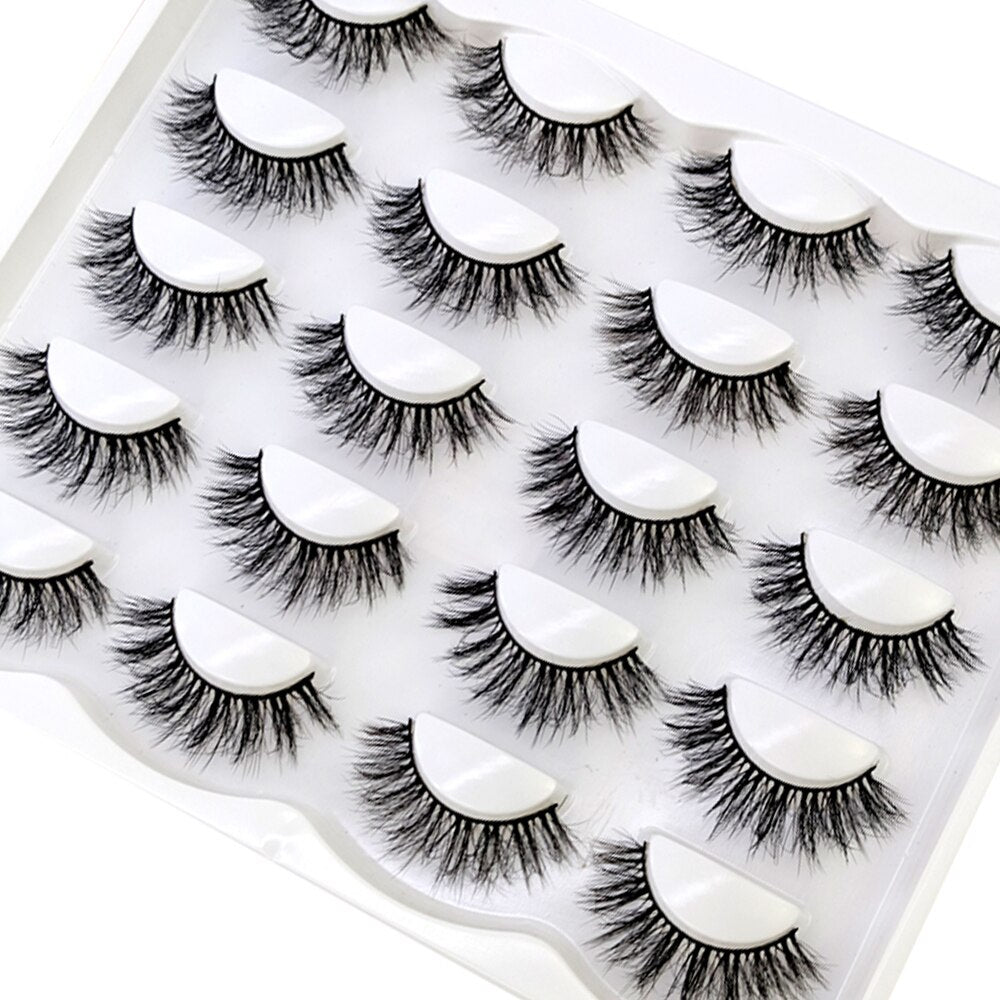 10Pairs Natural Long 3D Mink Lashes Soft Short Faux Cils Handmade Fake Lashes Eyelash Extension